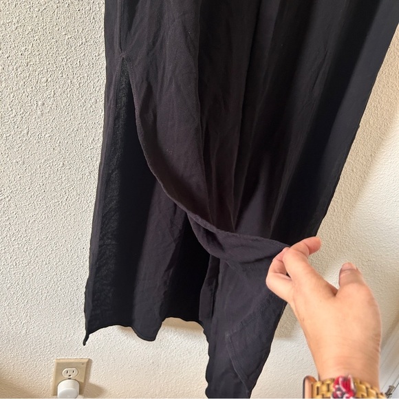 Forever 21 Contemporary Button Up Coverup Dress XL Black Dolman Sleeve Minimal - Picture 4 of 9